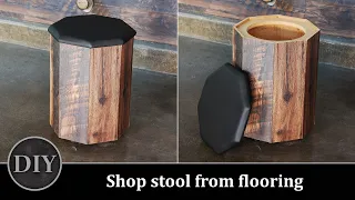DIY Shop stool from leftover laminate flooring with storage!