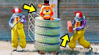 ANIMATRONICS  TOY FREDDY PODE ESCAPAR DO PALHAÇO ASSUSTADOR? | GTA V Five Nights at Freddy's