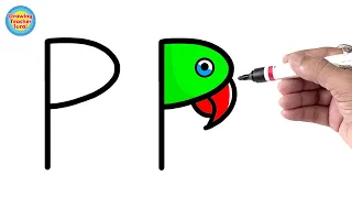 P into Parrot - Flying Parrot Drawing With Simple Creative Way