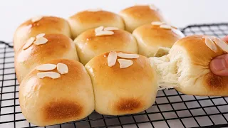 No Kneading! Just need 3-Minutes to prepare! Incredibly Easy to make fluffy almond milk buns