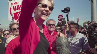 Elizabeth Warren in Detroit, MI Marching Alongside UAW Workers