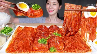 🔥불닭만두볶이 불닭팽이버섯🔥 땡초 먹방 ASMR MUKBANG | Spicy Fire Stir-fried Dumplings (Mandu Bokki) & Enoki Mushrooms