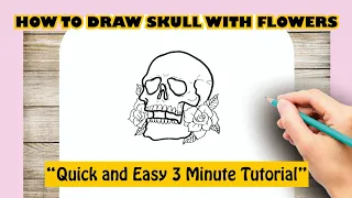 How to draw SKULL WITH FLOWERS