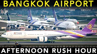 BANGKOK SUVARNABHUMI AIRPORT - Afternoon RUSH HOUR | Plane Spotting