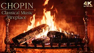 Relaxing Chopin Classical Music Fireplace ~ Chopin Piano Study Music Ambience