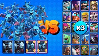 24 ESBIRROS VS TODAS LAS CARTAS X3 | Clash Royale