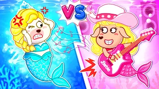 Familia Sirena Rosa vs Azul💖💙 Elsa y Barbie rescata a Bebé Sirena de Cárcel🌊 Bearee Dibujos Animados