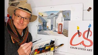 Colinsteedart. Watercolour How-To Tutorial Video. Buildings, Port Isaac, Cornwall in the UK.
