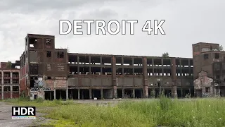 Driving Detroit 4K HDR - Downtown to World's Largest Abandoned Factory - USA