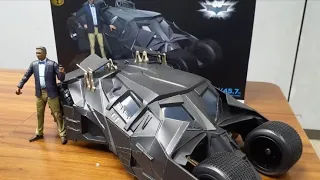 In hand look at Mcfarlane Toys The Dark Knight Tumbler and Lucius Fox