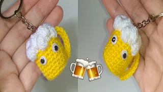 IDEA PARA REGALAR EN EL DIA DEL PADRE / LLAVERO VASITO DE CERVEZA / TEJIDO A CROCHET 🍺🍺