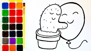 We draw and paint together. Drawing for children. Drawing lessons. How to draw a cactus