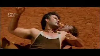Darshan Kusthi With Body Builder in Village Scene | Best Scene from Kannada Movie | Darshan Movies