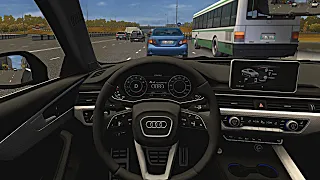 2017 Audi A4 (B9) 2.0 TFSI Quattro - City Car Driving | Steering Wheel + Shifter