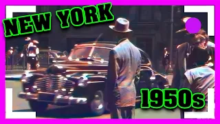 🟢 New York IN COLOR 😲 1950s [60fps, Remastered] w/added sound