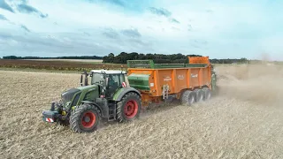 Épandage d'écumes avec un magnifique Fendt 826 S4 et son épandeur Dangreville 3 essieux