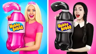 Wednesday vs Barbie Cooking Challenge | Pink vs Black Color Food Battle by YUMMY JELLY