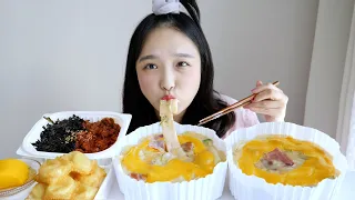 엽떡 신메뉴 최초공개🔥꾸덕꾸덕한 크림엽떡 먹방! 크림떡볶이,분모자떡볶이 + 엽기오돌뼈밥,바삭치즈만두 REALSOUND MUKBANG | Cream Tteokbokki :D