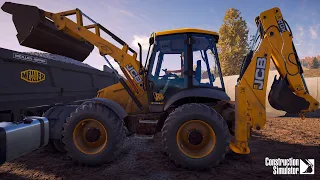 Loading gravel with JCB 4CXT backhoe 🚧 Construction Simulator