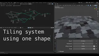 Tiling system using one shape, geometry nodes,  blender