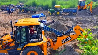 JCB 3dx Eco working with tractor swaraj 855/ John deere 5205  Sonalika di 35 mahindra 235