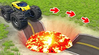 Testing CARS vs HUGE LAVA POTHOLES in GTA 5!