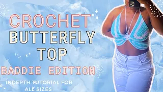 Crochet Butterfly top in minutes, with just bra cups☺️| Beginner Friendly| (all sizes xs-xxl)