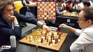 Niemann vs Zhansaya | Arrives over a minute late in a Blitz game, blunders mate in 1 and then smiles