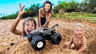 EPiC MONSTER TRUCK RAMP AT THE BEACH!