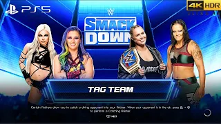 WWE 2K22 (PS5) - LIV MORGAN & TEGAN NOX vs RONDA ROUSEY & SHAYNA BASZLER | SMACKDOWN, 12/9/22 [4K]