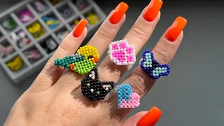 Tutorial for 5 beaded figurines. A butterfly, a cat, a parrot, a cat's paw and a heart