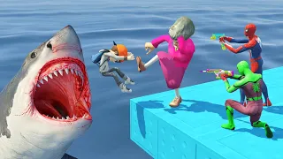 Scary Teacher 3D - Spiderman Vs Miss'T Dangerous Shark In Sea ( Couple Pranks ) - Game Animation