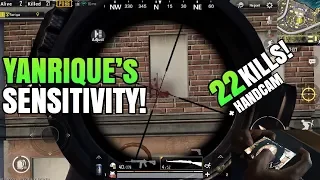 YANRIQUE’s SENSITIVITY! - Hand Cam | 22 Kills FPP Solo VS Squad | PUBG Mobile
