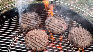 Grilling Triple Cheese Burgers on the Weber Grill