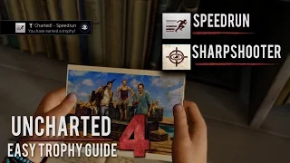 Uncharted 4 - Crushing/Speedrun/Sharpshooter EASY Trophy Guide (Speedrun Trophy In 5 Mins) WORKING