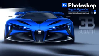 How to Draw Concept Car in Photoshop like a PRO : Bugatti Time Lapse