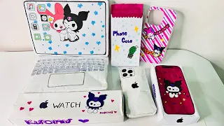 [💸💸 paper diy💸💸] Macbook, Iphone 15 pro, apple watch, phone case Kuromi  unboxing! | asmr