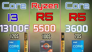 I3 13100F vs R5 5500 VS R5 3600 1080p +1440p gaming benchmarks +RTX 3080 who is the best value CPU