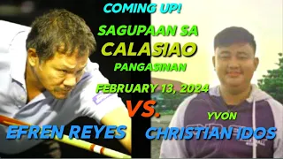 SAGUPAAN SA PANGASINAN! EFREN BATA REYES VS. YVON CALASIAO PANGASINAN Race 21 P110K PAREHAS 10 ball