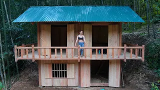 Full video 50 days of skills to build a 2-storey wooden house -200 days of bushwalking in the forest