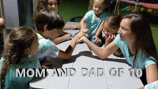 POOL AND ARM WRESTLING WITH 10 KIDS DAD AND MOM OF 10