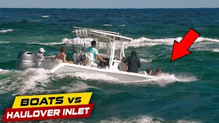 BOAT HEADS TO ROUGH WATERS WITH KIDS IN THE BOW! | Boats vs Haulover Inlet