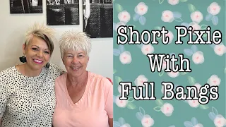 Short Pixie With Full Bangs | Older Women Haircuts