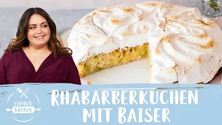 Rhabarberkuchen mit Baiser | Rhabarber-Baiserkuchen 😋 I Einfach Backen