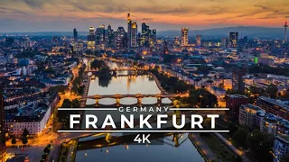 Frankfurt Germany 🇩🇪 at Night Drone Views 4K 60FPS