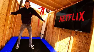 We built a Trampoline Tiny House! *SECRET TOP LEVEL*