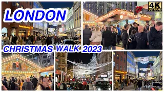 Central London Christmas 🎄 Walking Tour / London Christmas Market Leicester Square 2023