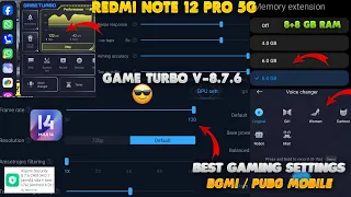 MIUI 14 Game Turbo 8.7.6  Best Settings ✅💥 60Fps No Lag Redmi Note 12Pro 5g Game Turbo Settings 👍