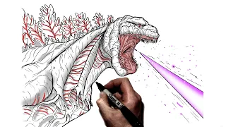 How To Draw Shin Godzilla (Atomic Breath) | Step By Step | Monsterverse