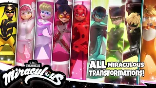 MIRACULOUS | 💫 ALL TRANSFORMATIONS - Season 1 to 5 🐞 | Tales of Ladybug and Cat Noir